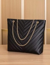 Trendy Chain Tote Bag Women's Large Capacity Shoulder Bag Simple Solid Colour GB