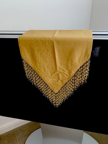 Gold beaded table runner - table,