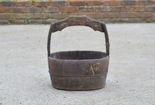 old vintage wooden rice bucket