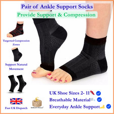 2x Support Ankle Compression Brace Foot Strap Pain Fasciitis Relief Achilles uk