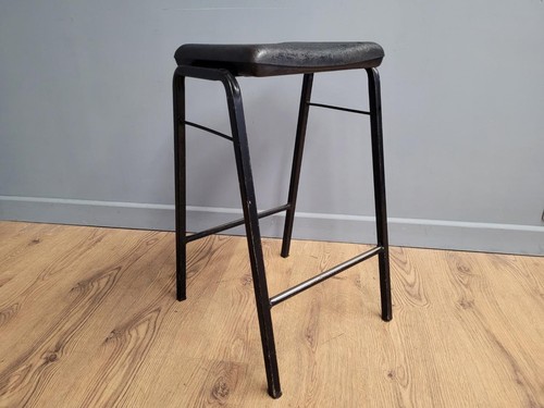 Vintage industrial metal stool - vintage,