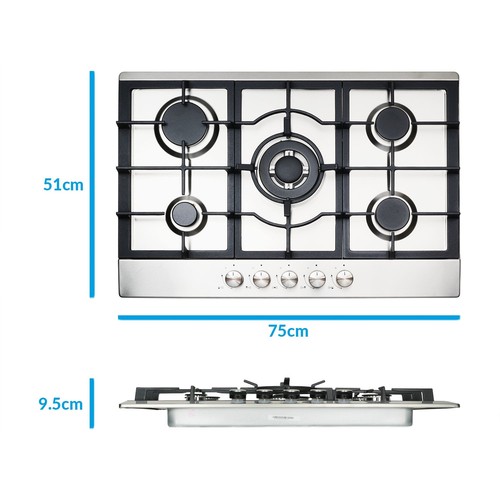 Electriq 75cm burner gas hob - electriq,