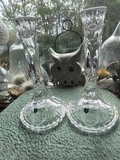 Killarney Crystal Glass Candle Stick/Holders Pair, Ireland Original Labels