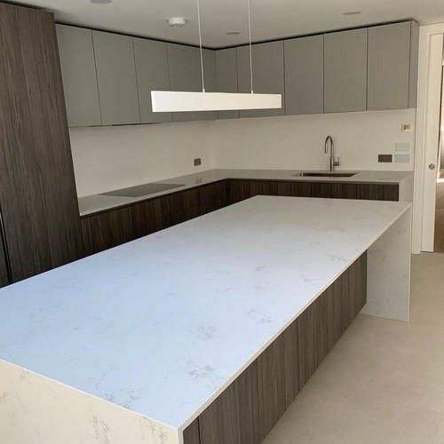 White carrara quartz kitchen - carrara,