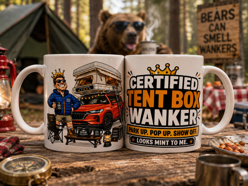 Funny tent box mug - funny,