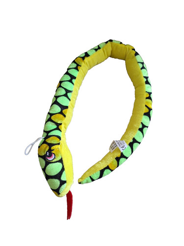 Soft toy snake yellow green - soft,