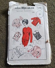Vintage Womans Realm Dressmaking Pattern L79 Size 34" Ladies Blouses 1960s
