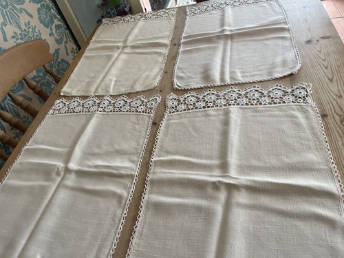 Set vintage cream linen - set, 4