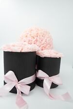 3 Set Flower Boxes, Large, medium, small Black Flower box, Pink Real Touch Roses
