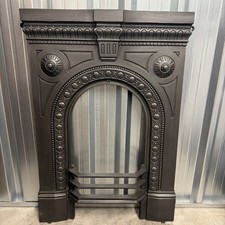 Restored 1860s Bedroom Victorian Antique Cast Iron Fireplace / Fire Surround 