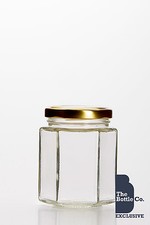 216 X 8oz HEX GLASS JAM PRESERVE HONEY CHUTNEY PICKLES JAR