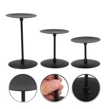  3 Pcs Black Metal Candle Holder Pillar Candles Candelabra Taper Holders