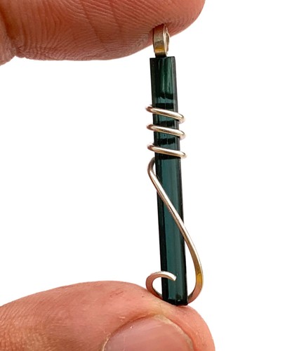 Blue tourmaline pendant - blue, in