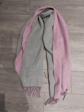 C73 WOMANS ALICE HANNAH PINK GREY LARGE RECTANGLE SCARF WITH TASSLES UK ONE SIZE