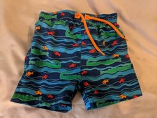 Boys Blue Fish Crocodile Swimming Trunks 6-9 Months By John Lewis