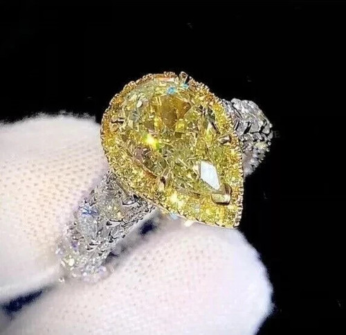 2ct pear lab created canary - pear, lab-created