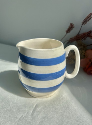Vtg blue white striped milk - blue,