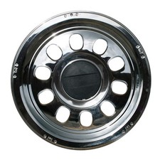 Pair of 22.5" Ruspa Vinci stainless steel rear wheel trims hub caps