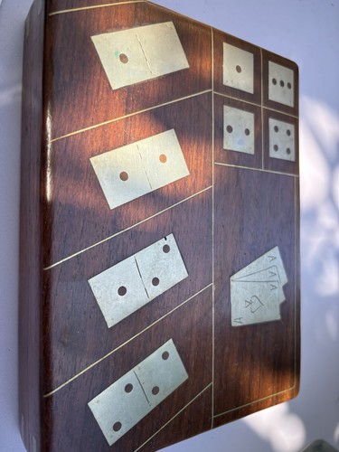 Wooden box with - box, dominoes,