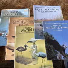 Lot of 5 Books on Wood Carving Birds and Decoys Swans Including Patterns Hillman