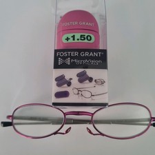 Foster Grant Magnivision Pink Folding Travel Reading Glasses + Case  +1.50 BNIB