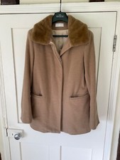 Nicole Farhi Camel short coat with faux fur collar 