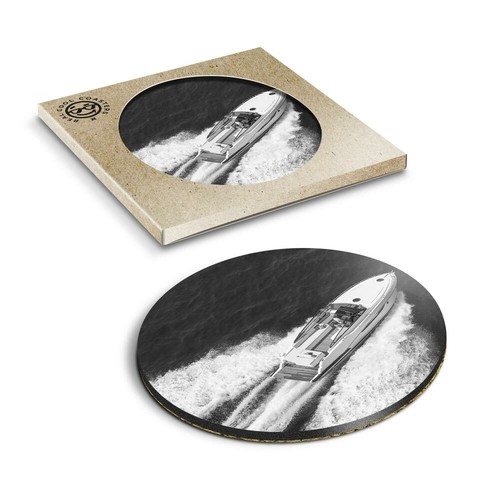 Boxed round coasters bw - boxed,