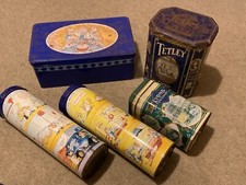 5 Vintage TINS TETLEY TEA FOLK