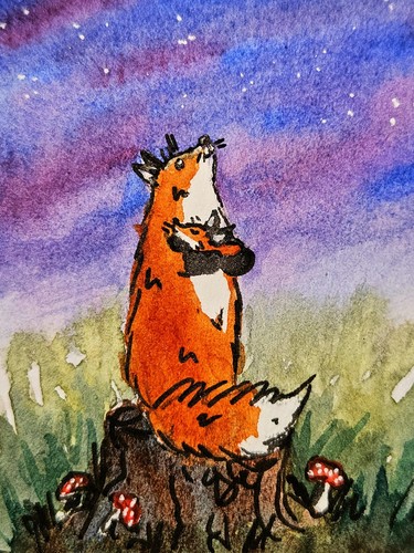 Fox mama and sleeping baby - fox,