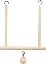 Traditional Budgie Swing Wooden Perch With Metal Hooks & Wooden Ball 12cm x 13cm