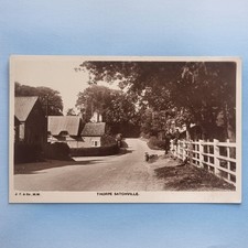 Thorpe Satchville Postcard C1930 Real Photo Main Road Motorcycle Leicestershire