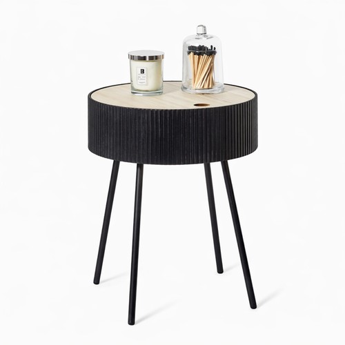 Ribbed storage table white - ribbed,