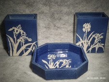 x3 Brenda O'Brien Ireland Studio Pottery Stoneware Vases Trio Set Vintage RARE