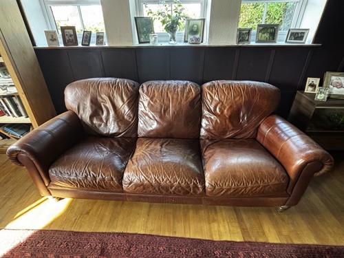 Large seater leather sofa - seater,