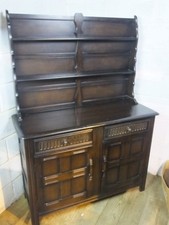 PRIORY DARK OAK DRESSER  / SIDEBOARD, TWO DRAWERS OVER CUPBOARDS