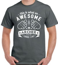 Awesome Archer Mens Funny Archery T-Shirt Long Bow Arrows Target Equipment Kit