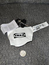 IKEA Knolig Mini Zipper Coin Keychain Bag Tote Key Holder White Black Cat