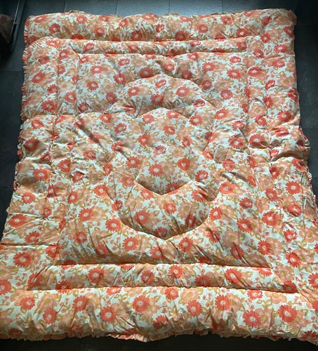 Retro orange peach floral - orange,