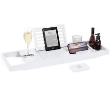 Bamboo Wood Extendable Bath Tub Caddy Tray Bathtub Storage Shelf Organiser