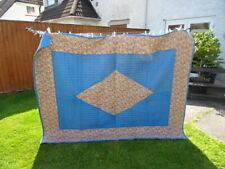 Vintage Large Blue Rose Paisley Reversible Quilt Bed Cover 88" x 67"