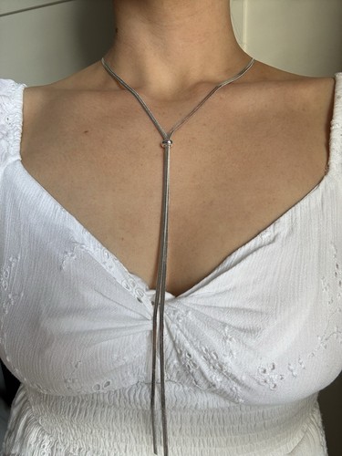 Silver snake chain - chain, lariat