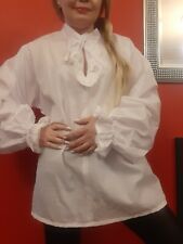 Men's White Shirt Top Medieval Cavalier Tudor Victorian Fancy Dress Costume M/L