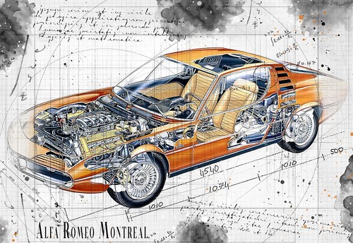 Line tech drawing alfa - drawing, romeo