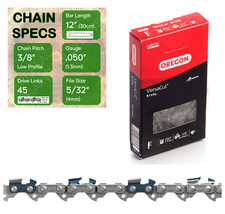 12" OREGON 91VXL045 Professional Chainsaw Chain on Husqvarna T435 T540XP Mark II