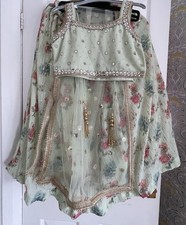 Girls Embroidered Green Lehnga