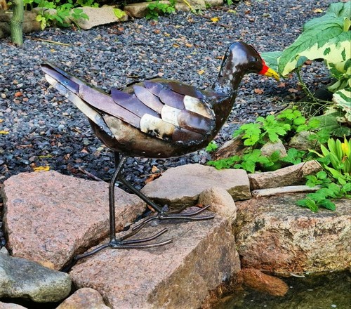 Metal moorhen garden ornament - metal,
