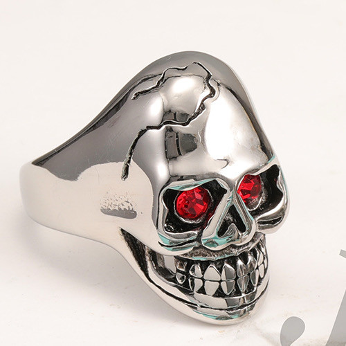Men skull ring red eyes - ring,