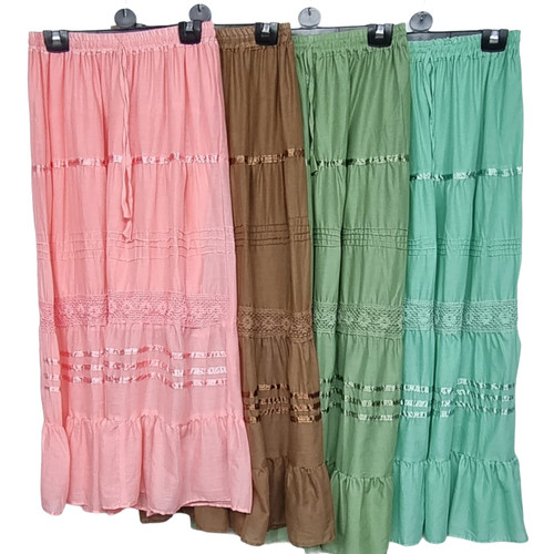 Cotton skirt maxi - cotton, embroidered