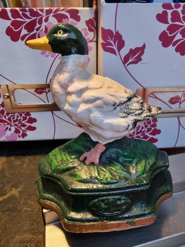 Vintage cast iron duck - vintage, door