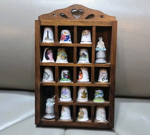 Vintage wooden thimble display - vintage,